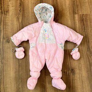 Vintage Beatrix Potter Quiltex Pink Jemima Puddle Duck Bunting Snowsuit 12 M